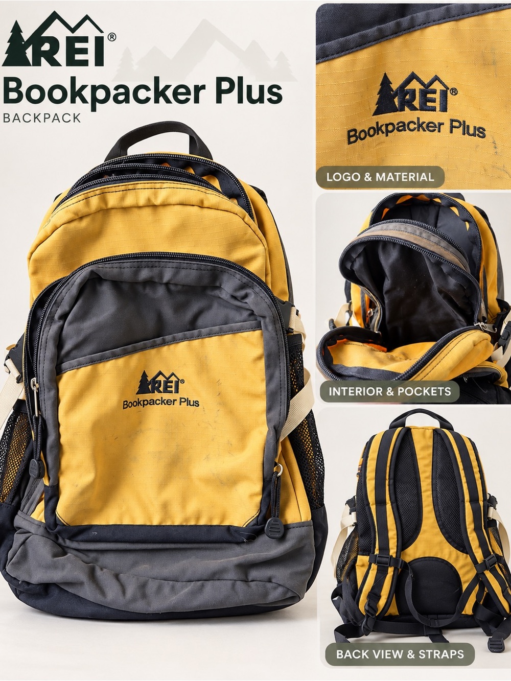 REI Bookpacker Plus Backpack in Yellow and Gray